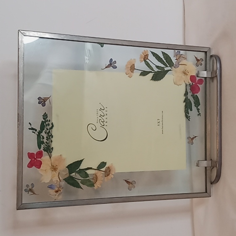 VINTAGE 2000 Freestanding Burns Of Boston Pressed Flower Photo Frame